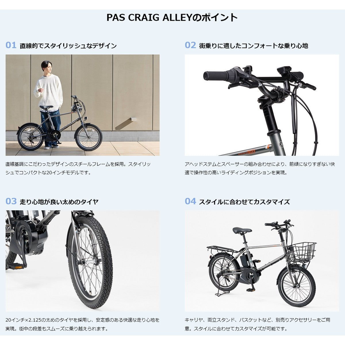 店頭受取限定 電動自転車 小径自転車 ヤマハ PAS CRAIG Alley パス クレイグ アリー 20インチ YAMAHA PA20CA 電動アシスト自転車